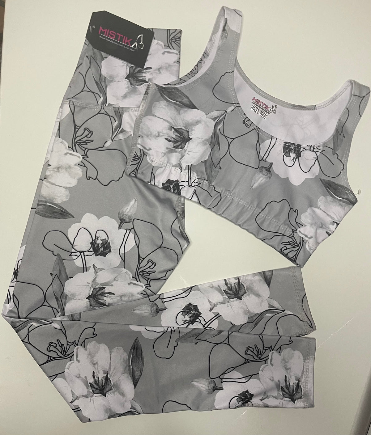 Gray/White/Flower Leggings Set