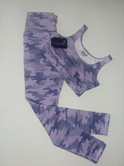 Purple/ Lines Camo Leggings Set