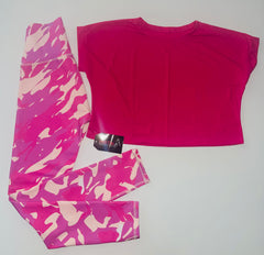 Cotton Crop Top/Fuchsia Leggings set