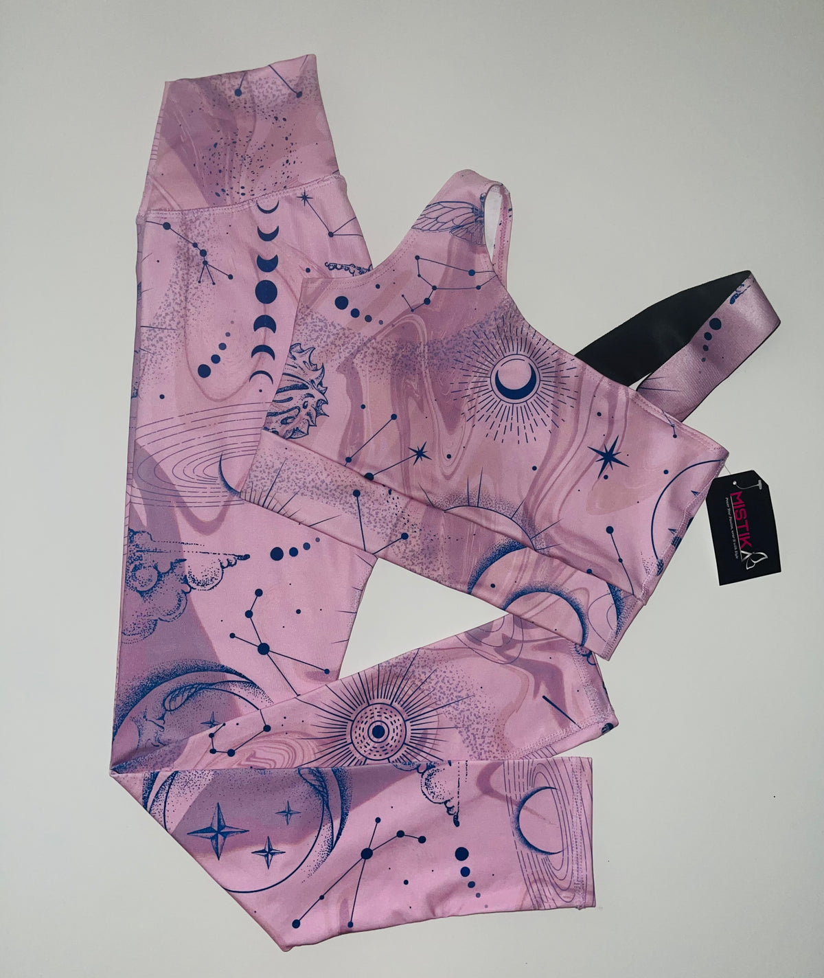 Pink/Moon/Star One shoulder Leggings Set